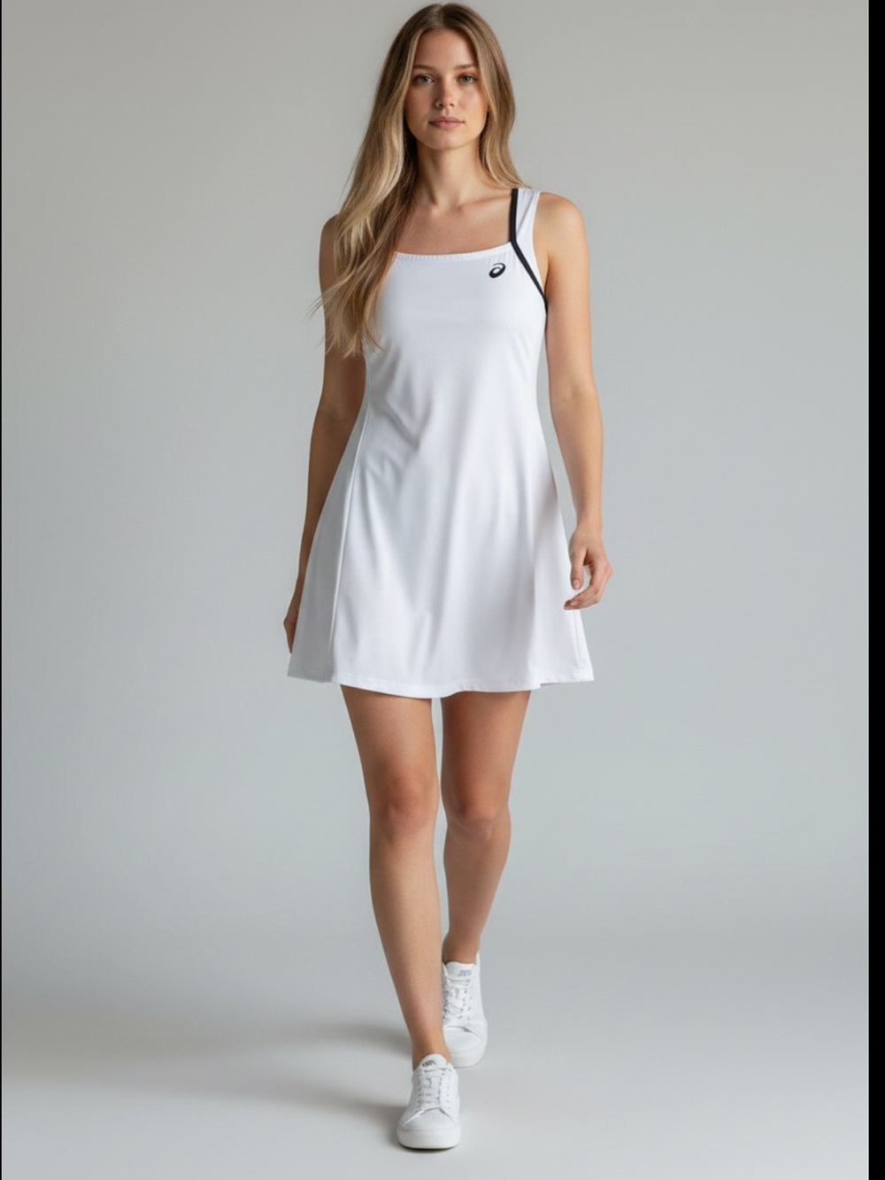 ASICS Women's White Athletic Court Dress Black Trim Sporty Tennis Pickleball